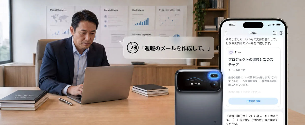 Comu Action Pro 音声指示でAIメール作成